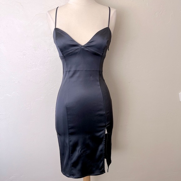 Aritzia Wilfred Gray Midi Satin Dress - Picture 1 of 6